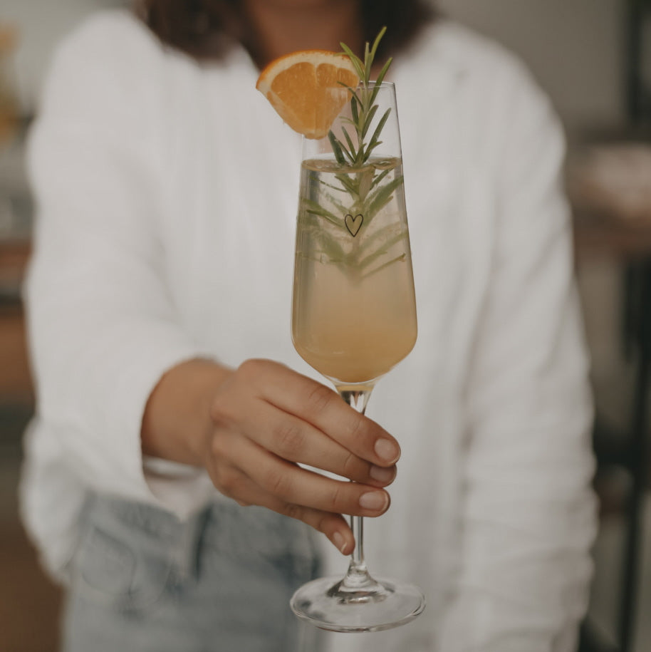 EULENSCHNITT - Sektglas ''Herz''