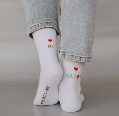 Eulenschnitt  soc-034-035 Socken ''Be Happy''-2